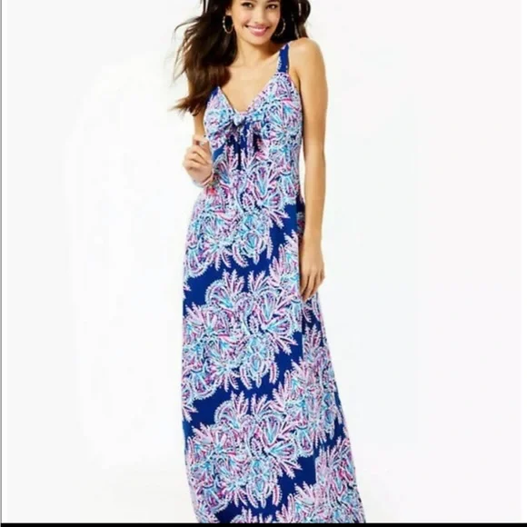 Lilly Pulitzer maxi in oyster bay blue 🦪👗☀️ - Picture 3 of 11